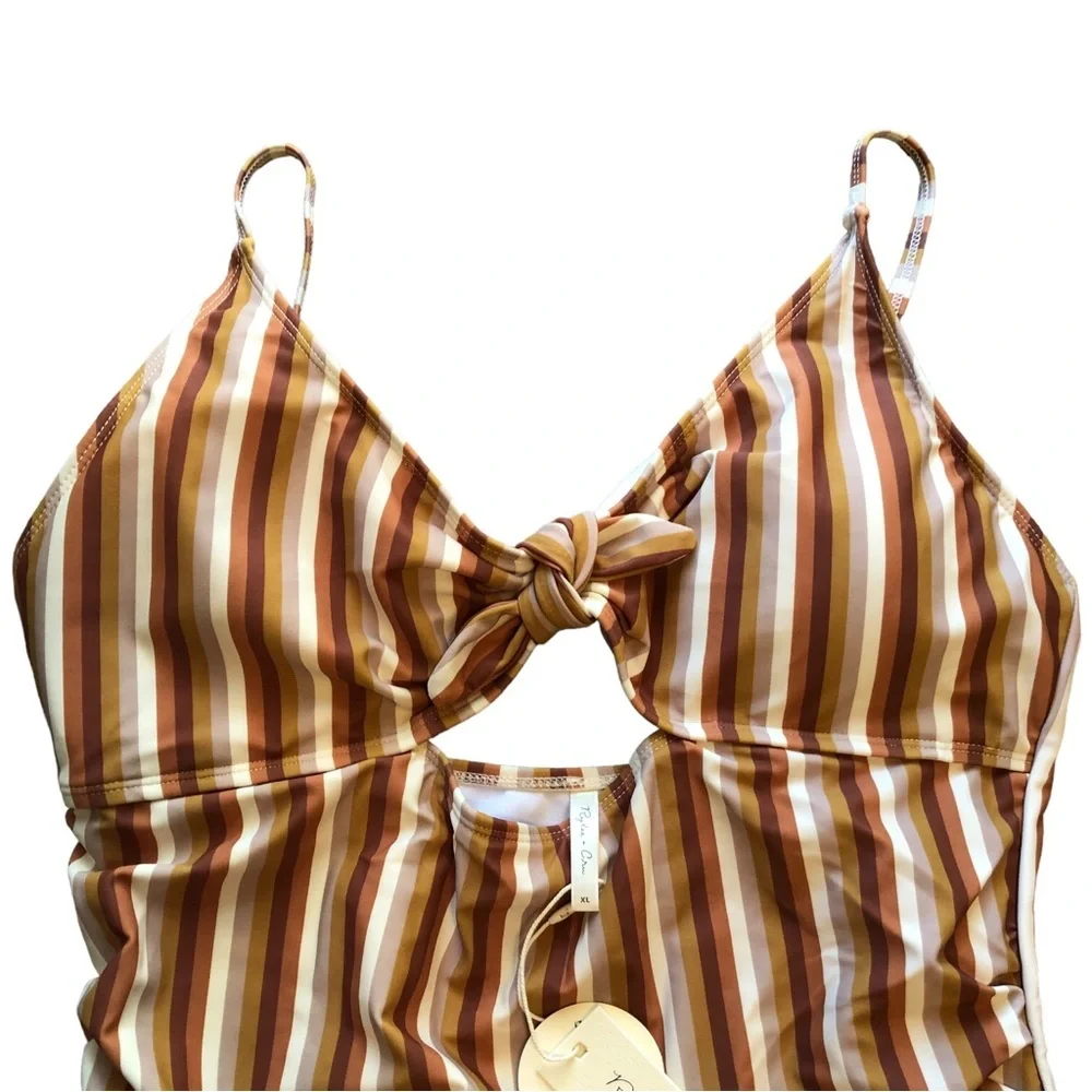 NWT Rylee + Cru One Piece Keyhole Swim | Clay Stripe